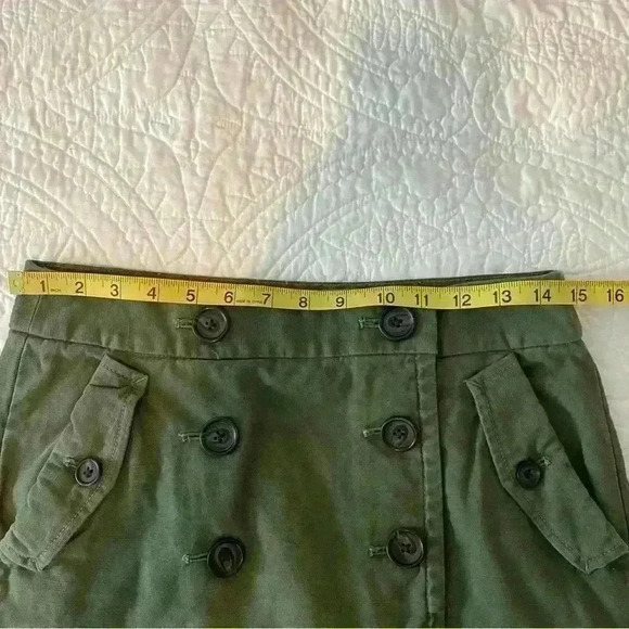 J. Crew Marching Miniskirt Olive Green with Button Detail Size 4 - Picture 3 of 7